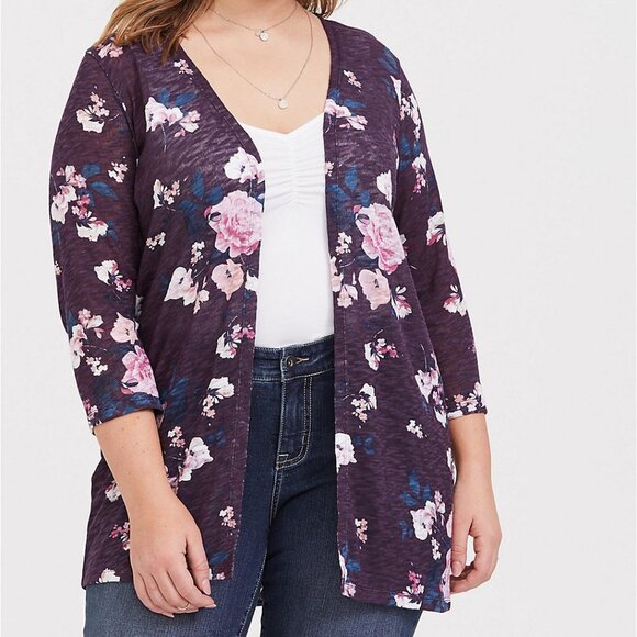 🆕 3X PURPLE FLORAL HACCI KIMONO NWT - Picture 2 of 4